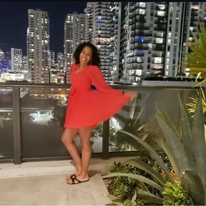 Jessica Simpson Red Pleated Fit and Flare Dress